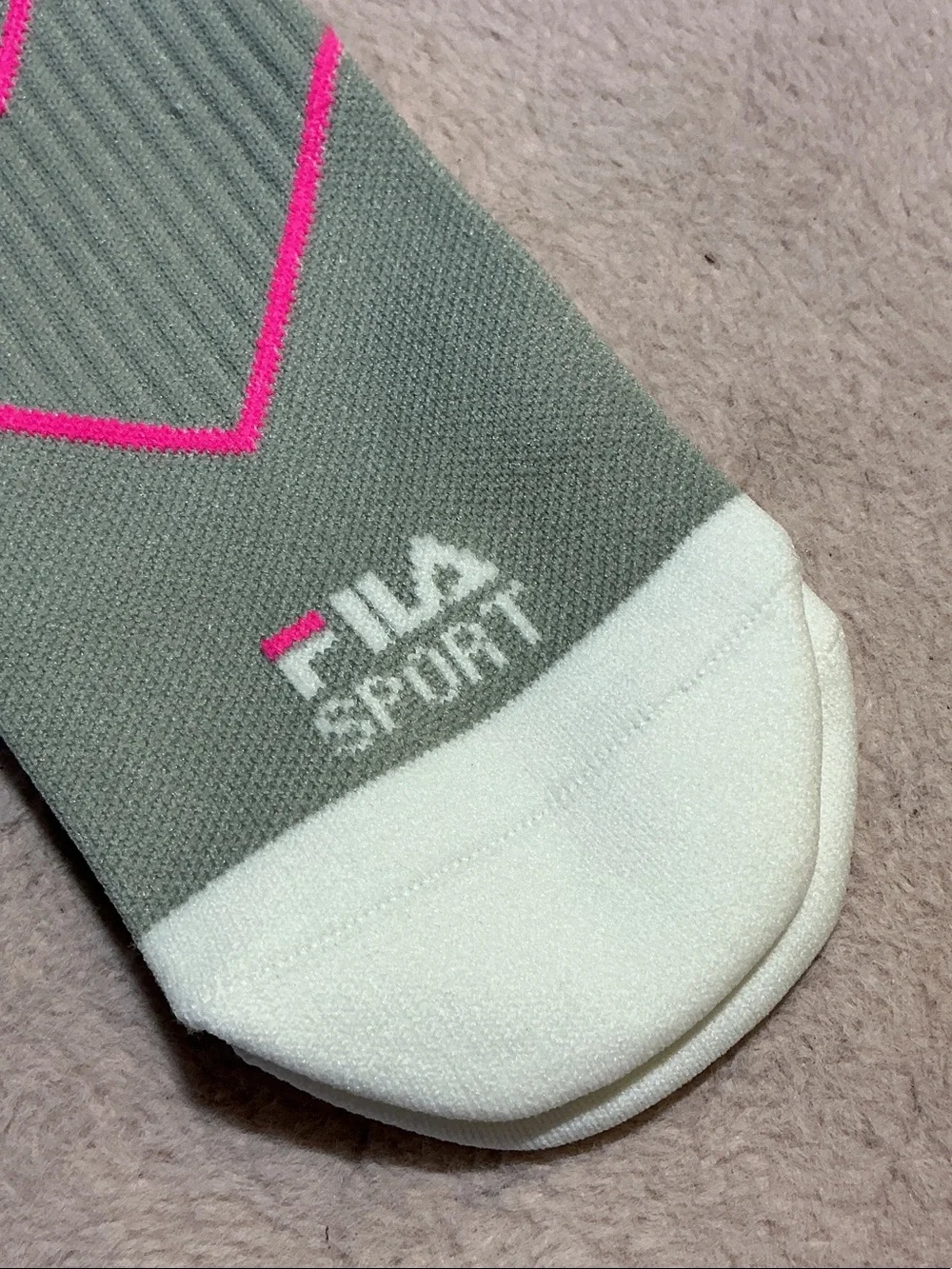 Fila Sport Grey Athletic Socks with Pink Chevron Accents women nwt